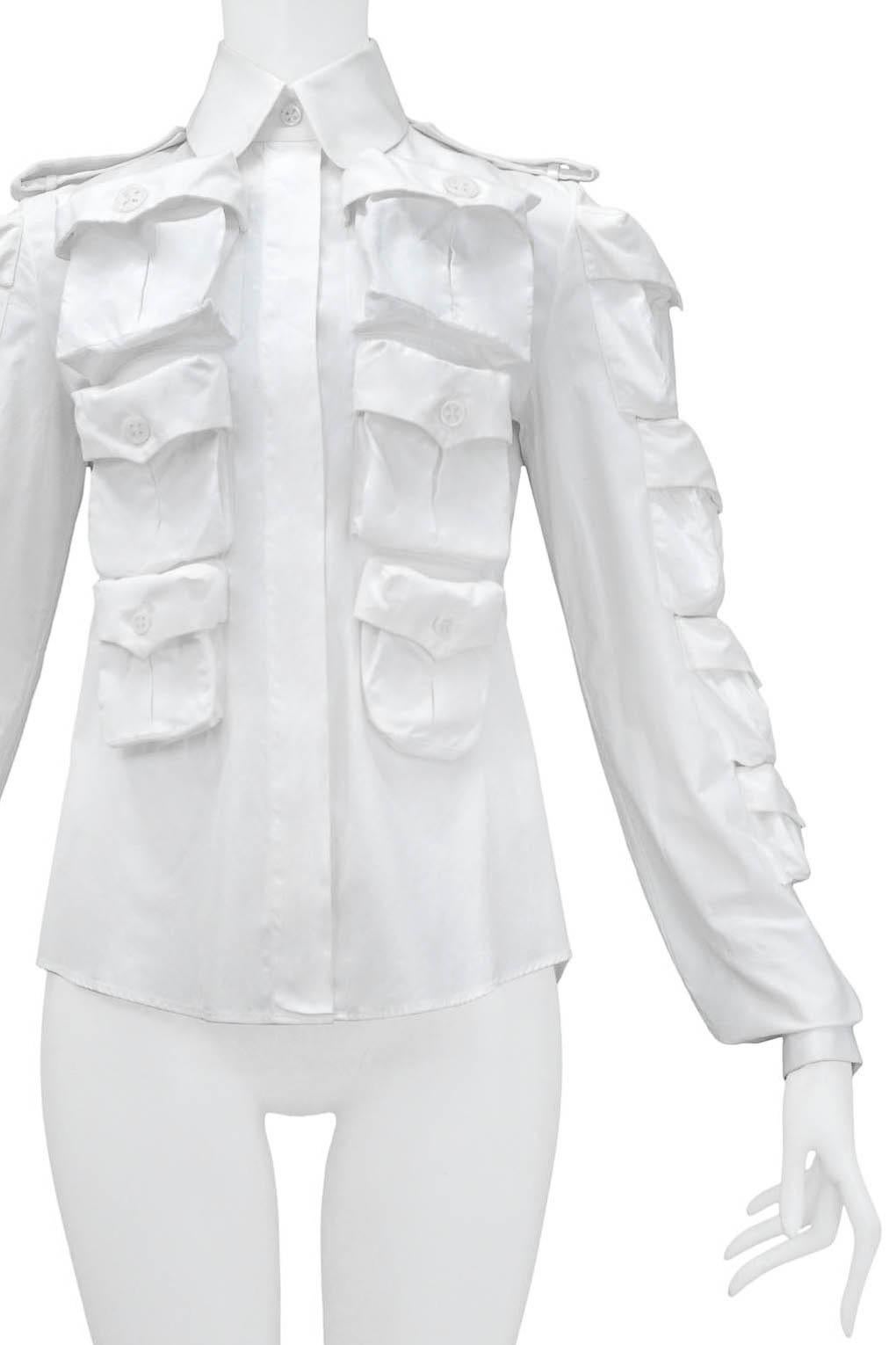 Viktor & Rolf 2002 - Bouton de poche blanc à boutonnage multipoches en vente 1