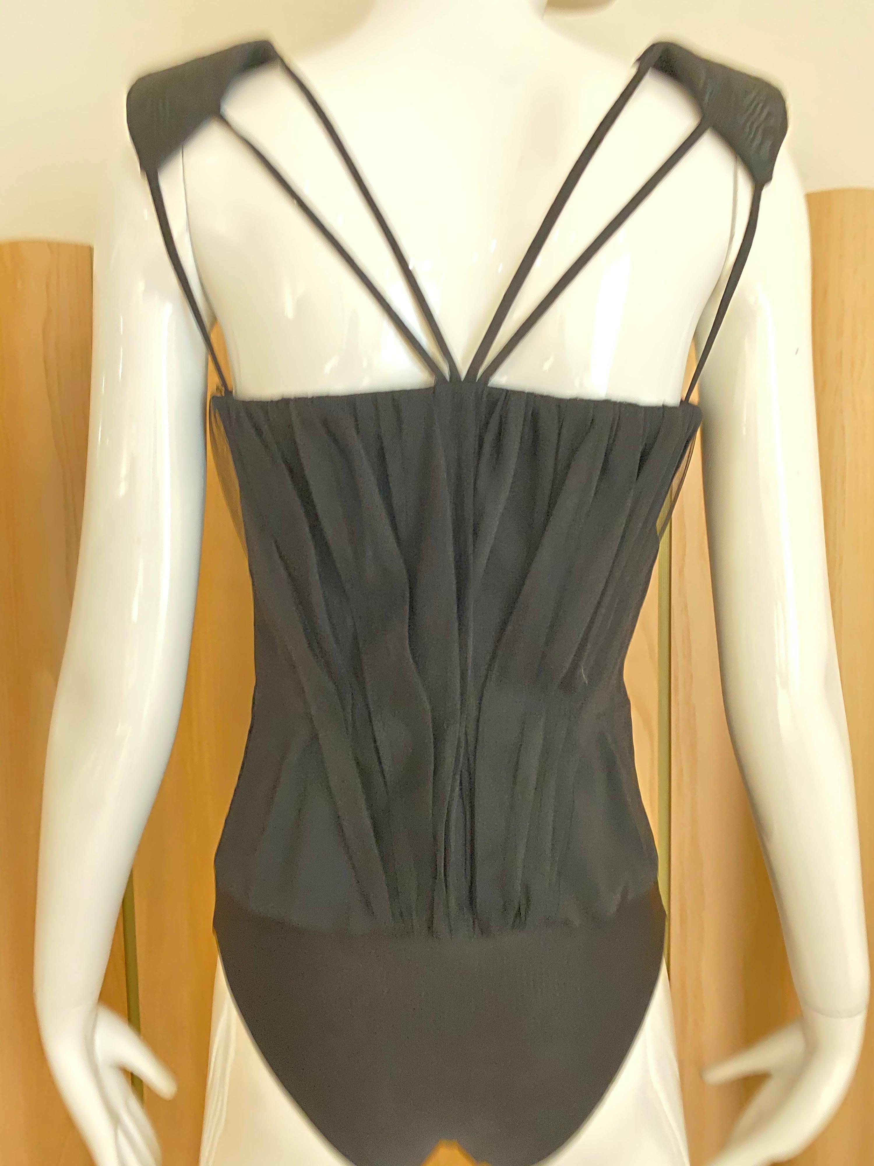 Women's Viktor Rolf Black Bodysuit with shoulder pads For Sale
