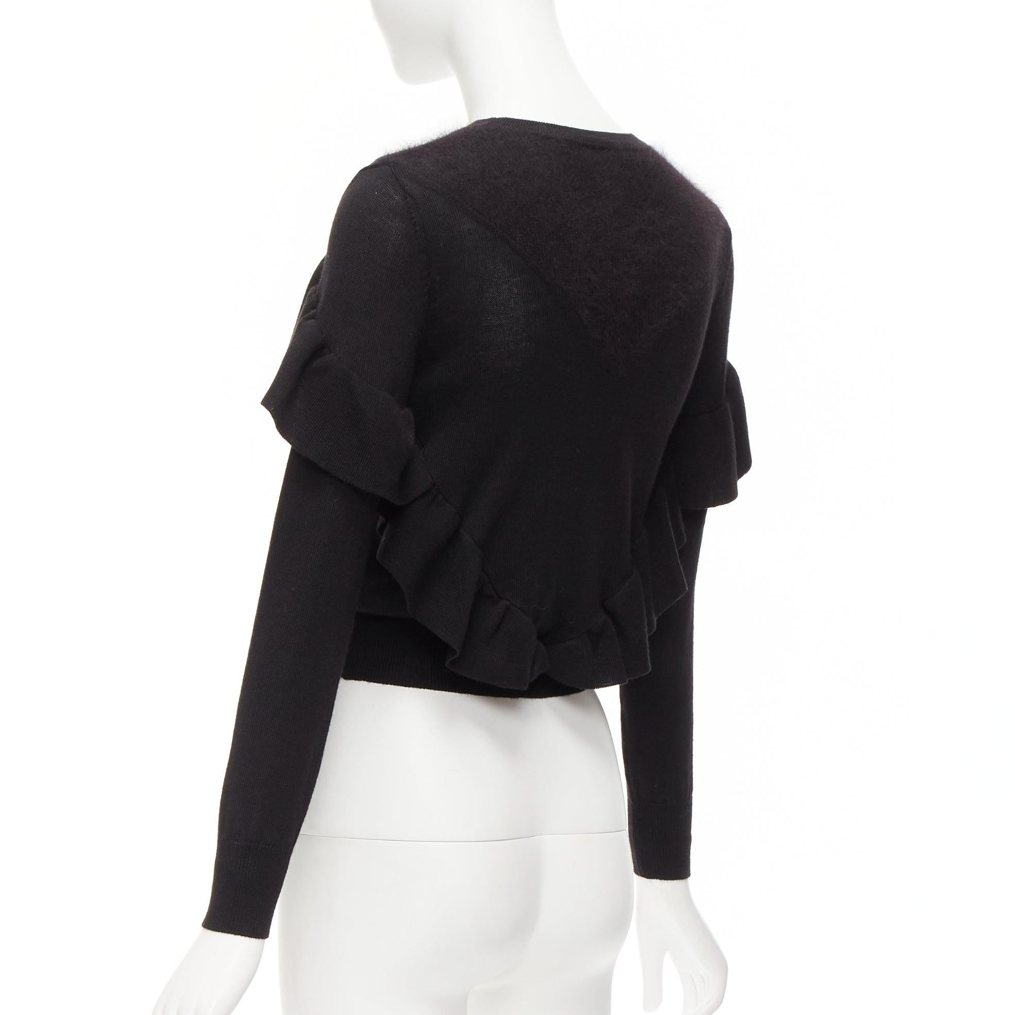 VIKTOR & ROLF jersey corto con volantes laterales de lana virgen de seda y cachemira negro XS en venta 1