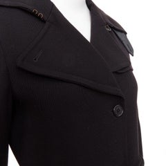 VIKTOR & ROLF black wool twill ruched waist gun flap long trench coat IT38 XS