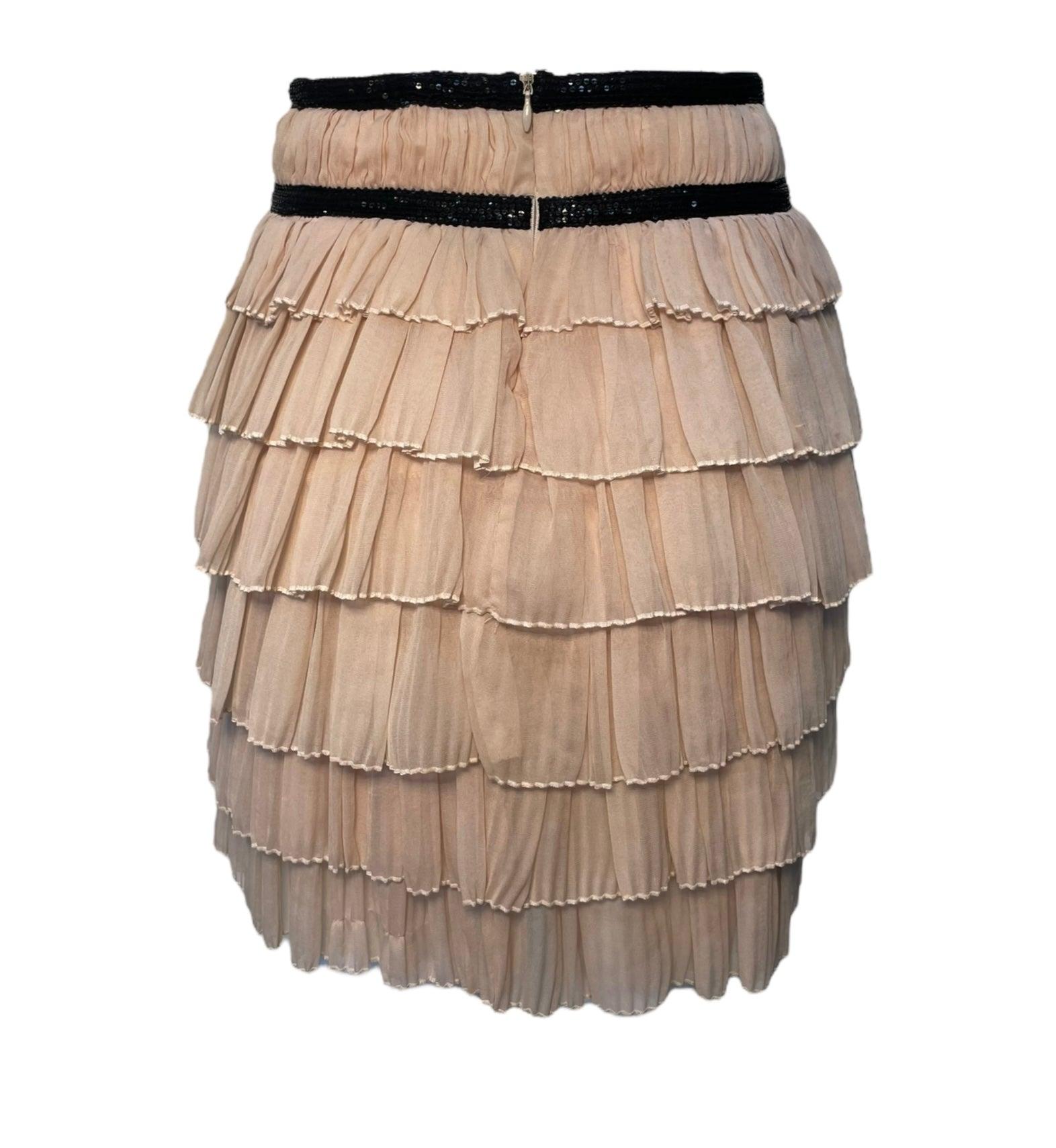 Viktor & Rolf Errötender Chiffon-Staffelrock (Braun) im Angebot