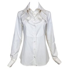 Viktor & Rolf FW 2003 White Layered Collar Button Up Cotton Dress Shirt