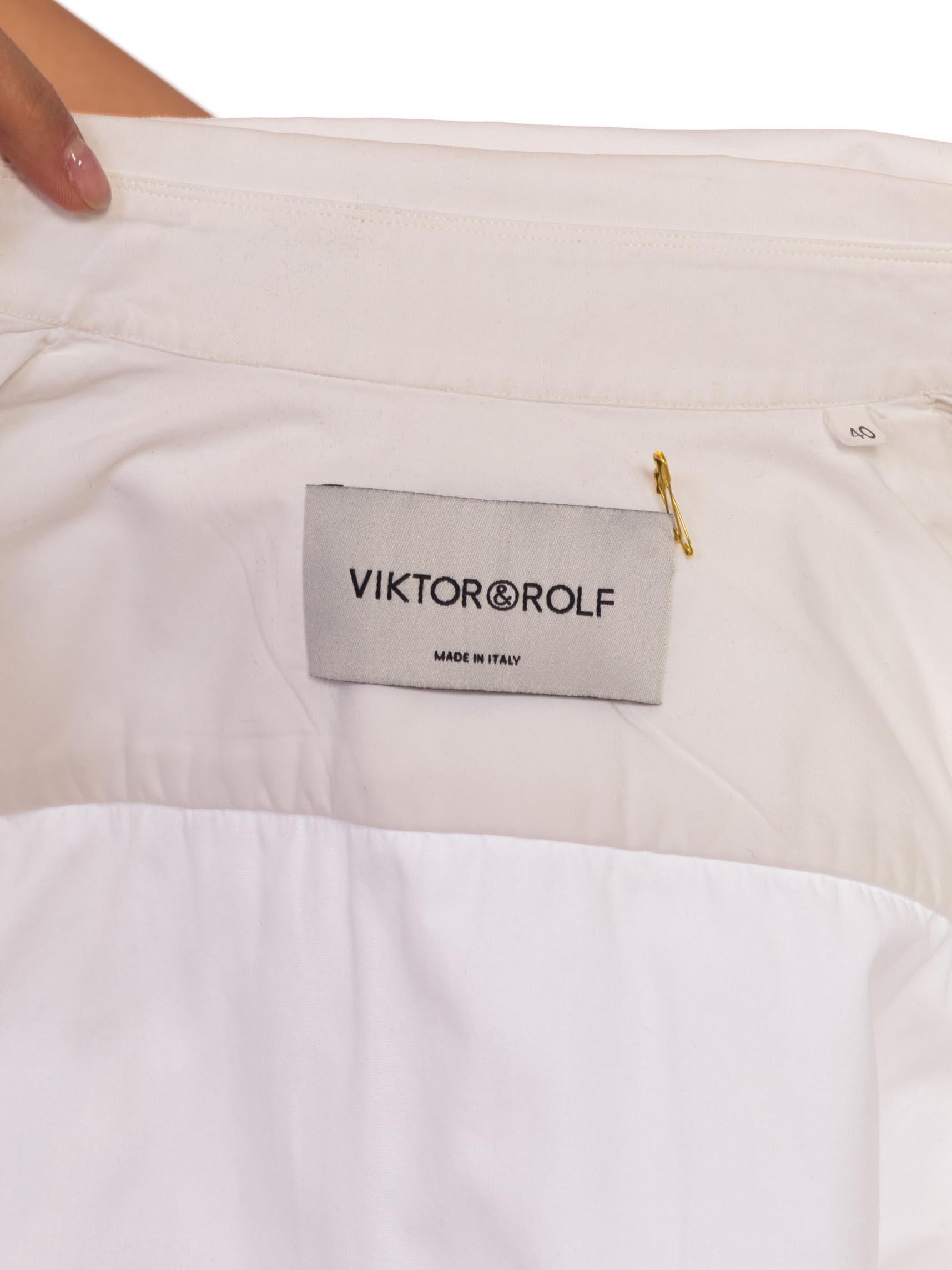 Gray 1990S VIKTOR & ROLF White Cotton Iconic Multi Collar Shirt For Sale