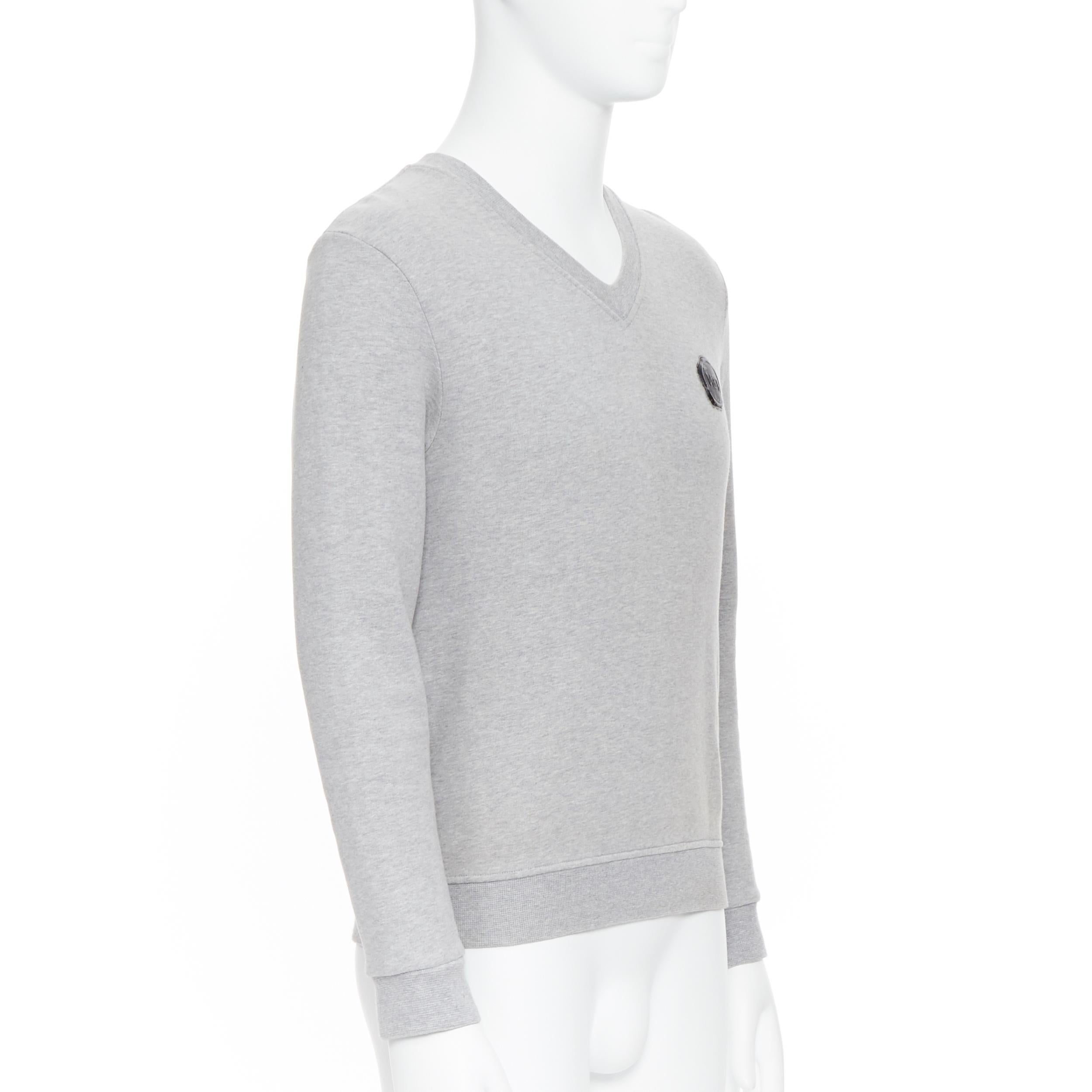 Gray VIKTOR ROLF Monsieur grey cotton aged polo applique long sleeve sweater EU46