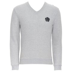 VIKTOR ROLF Monsieur Grauer Pullover mit langen Ärmeln aus Baumwolle und gealterter Poloapplikation EU46