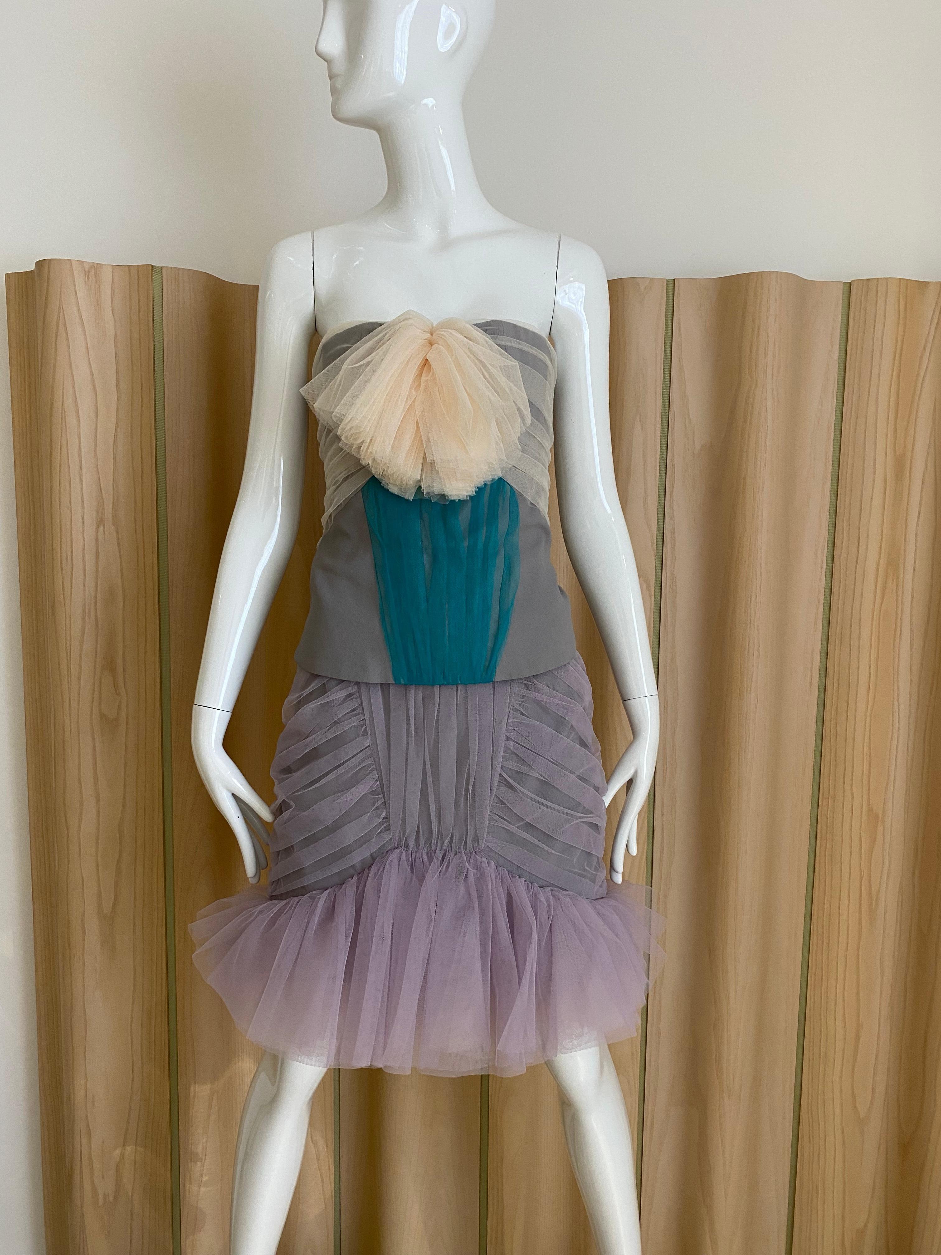 Gray Viktor & Rolf  Runway Tulle Bustier and Skirt Set For Sale