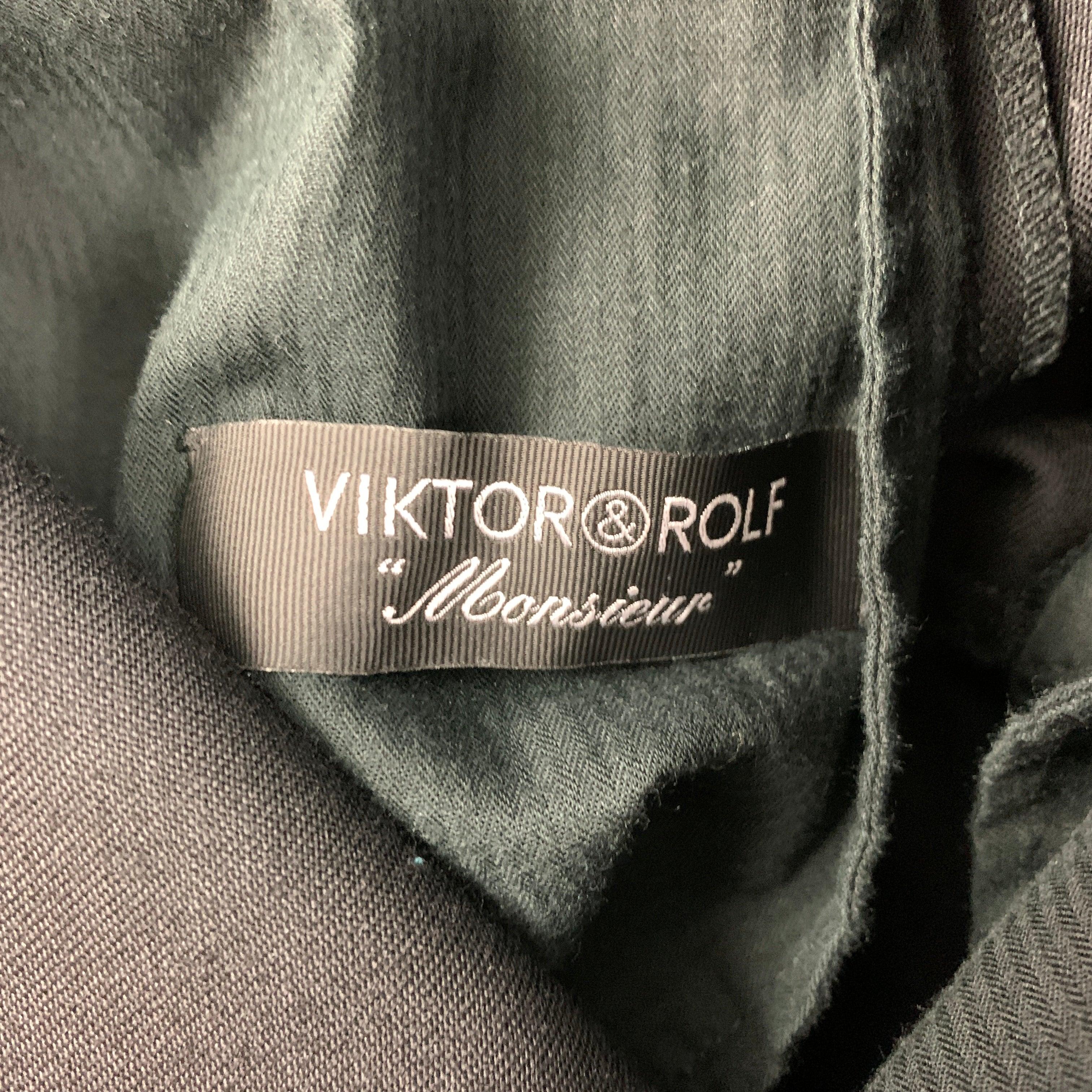 VIKTOR & ROLF Size 34 Black Wool Zip Fly Dress Pants For Sale 2