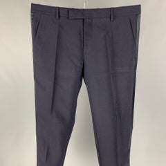 VIKTOR & ROLF Size 34 Navy & Black Mohair Tuxedo Dress Pants