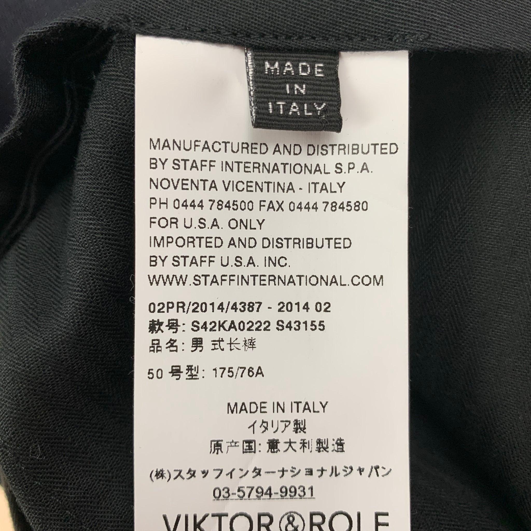 VIKTOR & ROLF Size 34 Navy & Black Mohair Tuxedo Dress Pants For Sale 1