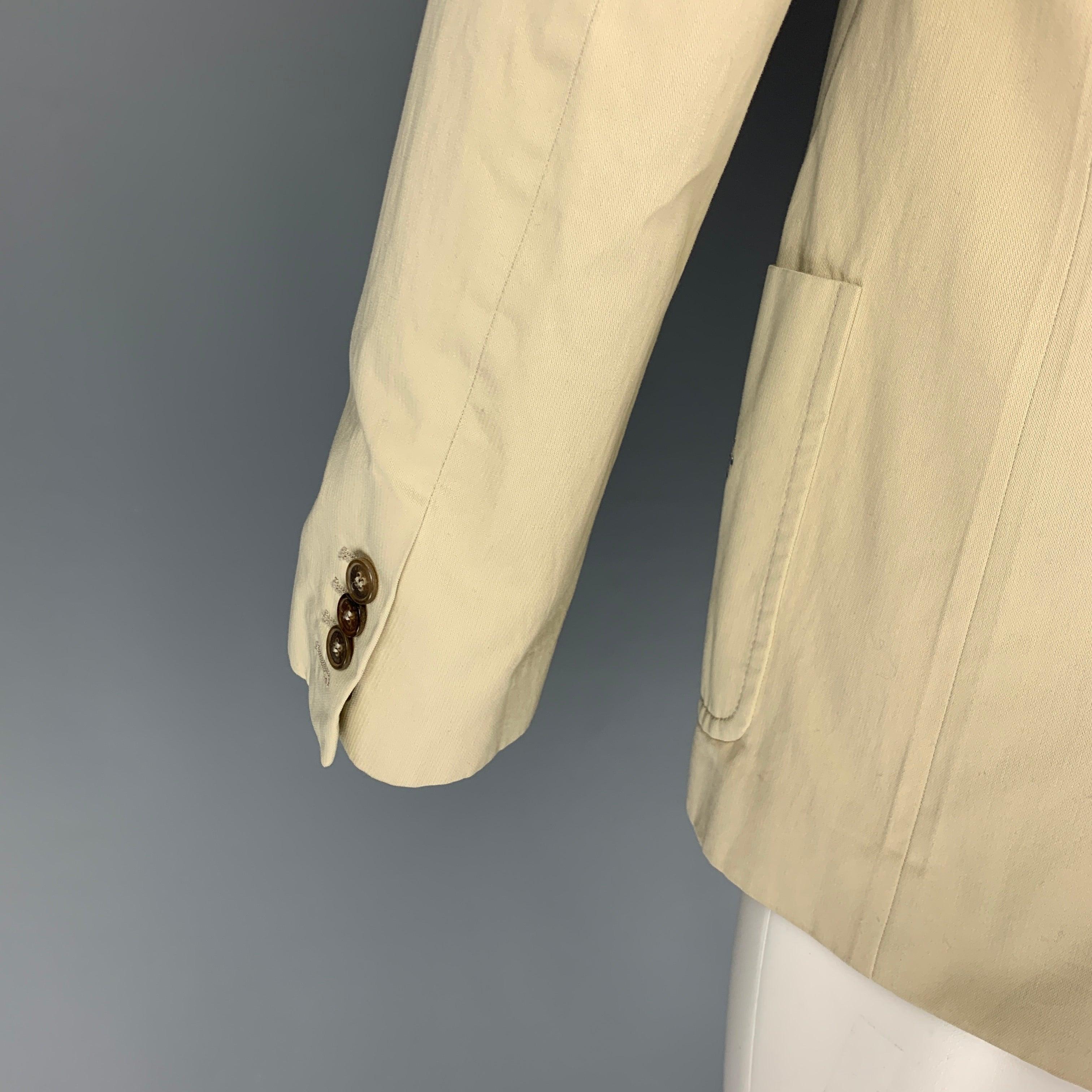Men's VIKTOR & ROLF Size 36 Beige Applique Cotton Metal Sport Coat For Sale