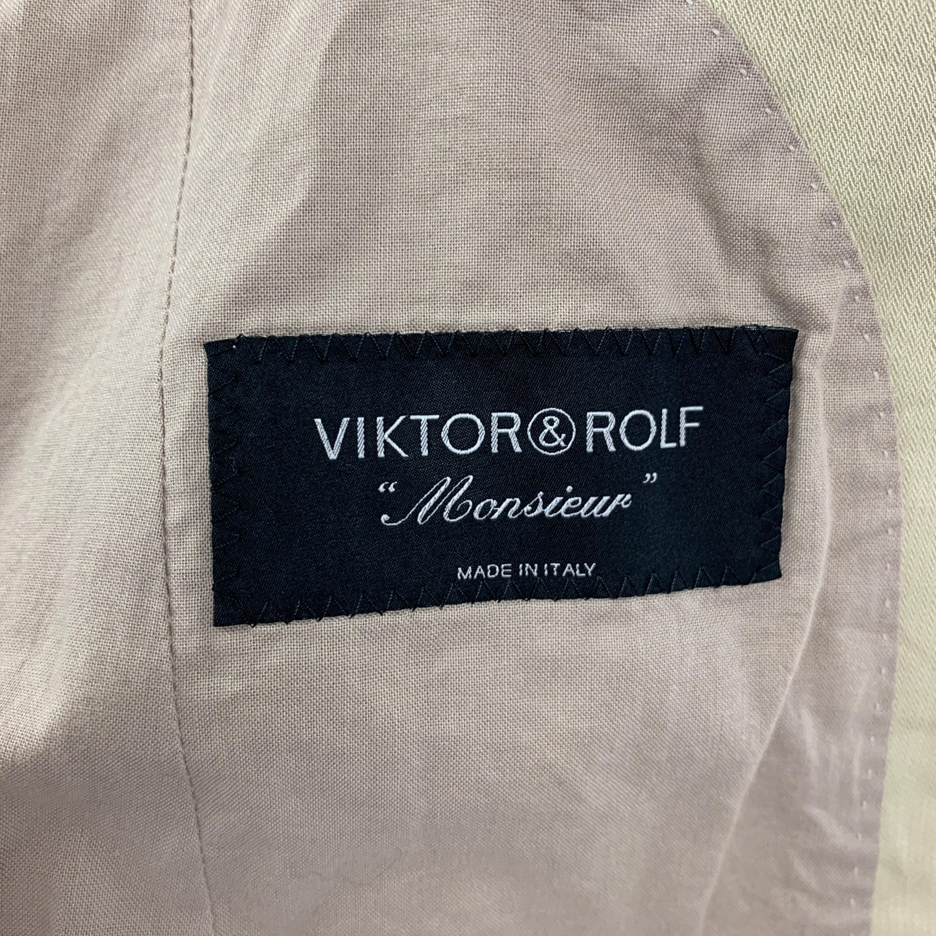 VIKTOR & ROLF Size 36 Beige Applique Cotton Metal Sport Coat For Sale 2