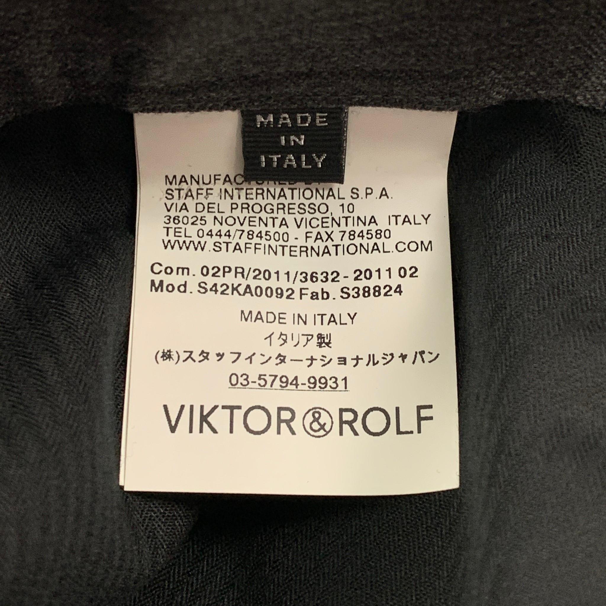 VIKTOR & ROLF Size 36 Dark Gray & Black Wool Slim Tuxedo Dress Pants In Excellent Condition In San Francisco, CA