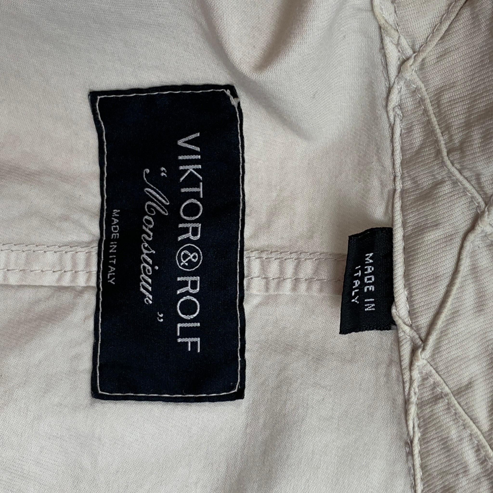 VIKTOR & ROLF Size 36 Off White Cotton Single Button Jacket 2