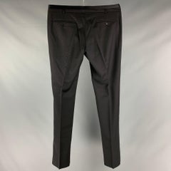 VIKTOR & ROLF Size 38 Black Solid Wool Tuxedo Dress Pants