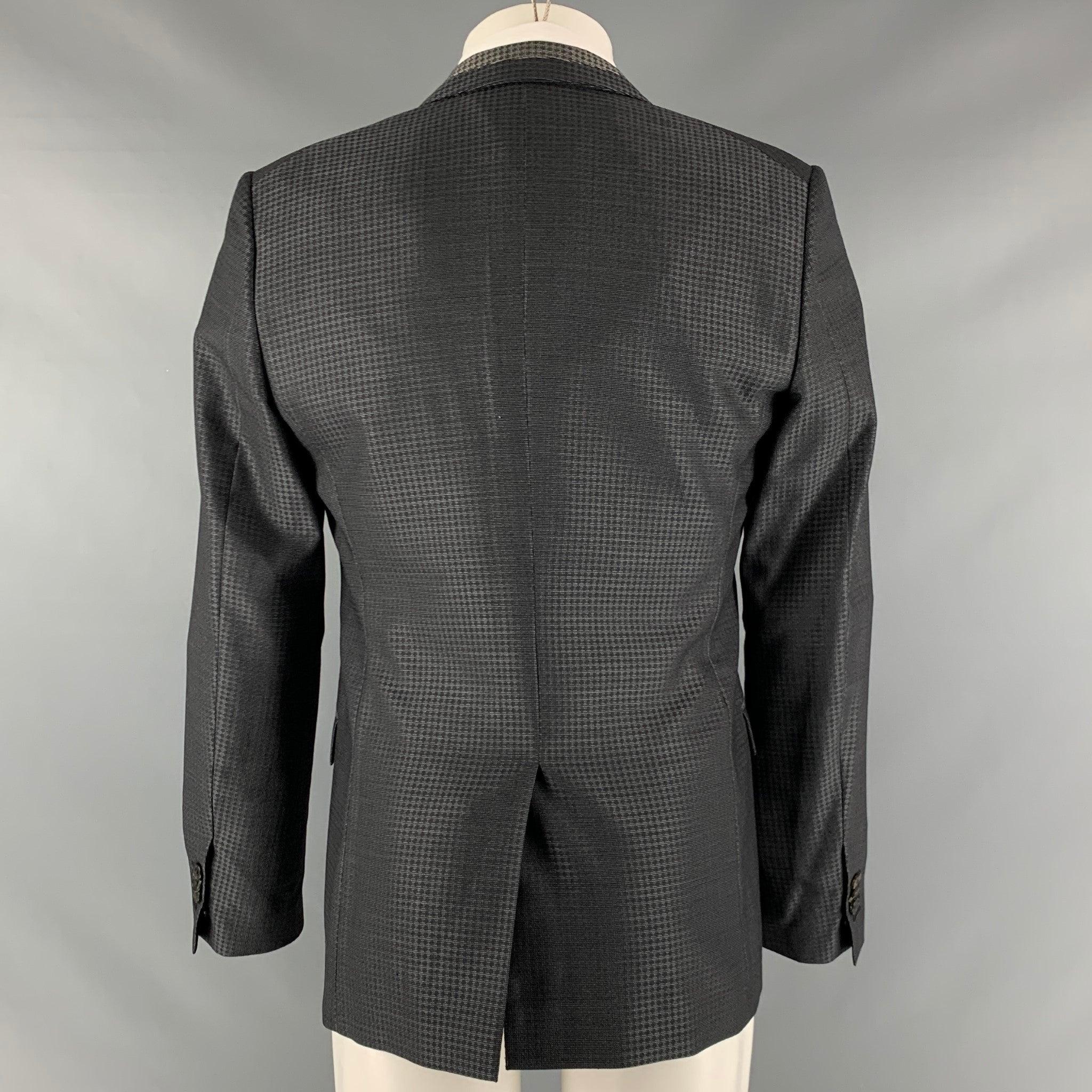 VIKTOR & ROLF Size 38 Grey Black Plaid Wool Silk Notch Lapel Sport Coat In Excellent Condition For Sale In San Francisco, CA