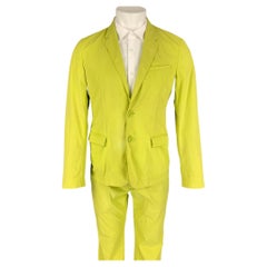 VIKTOR & ROLF Size 38 Lime Green Wrinkled Cotton / Polyamide Notch Lapel Suit