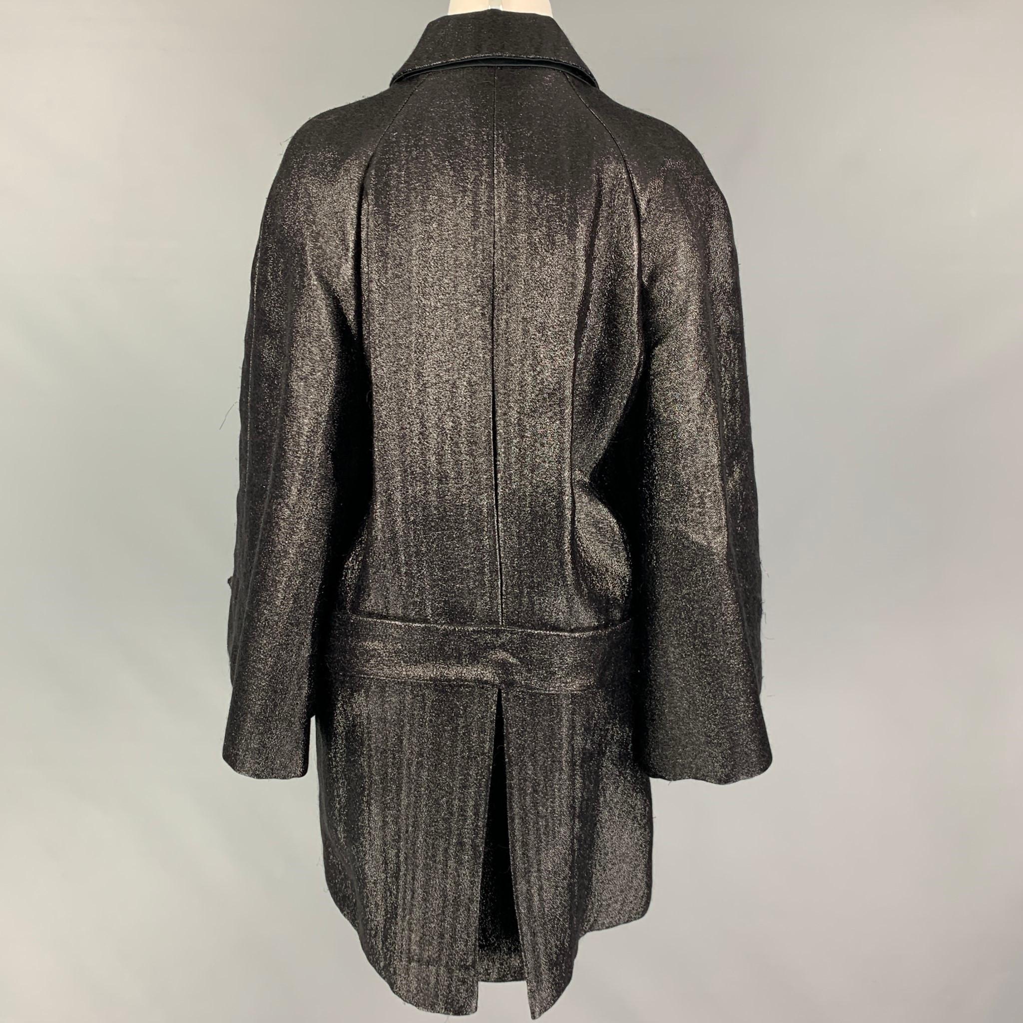 VIKTOR & ROLF Size 4 Black Mohair Blend Metallic Belted Oversized Coat In Good Condition In San Francisco, CA