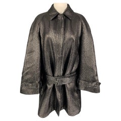 VIKTOR & ROLF Size 4 Black Mohair Blend Metallic Belted Oversized Coat