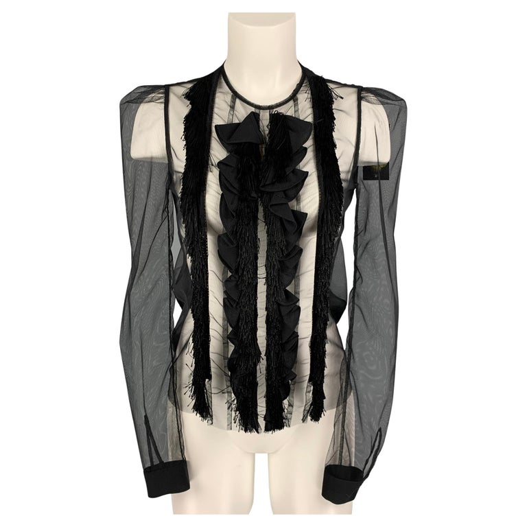 VIKTOR and ROLF Size 4 Black See Through Long Sleeve Dress Top For Sale