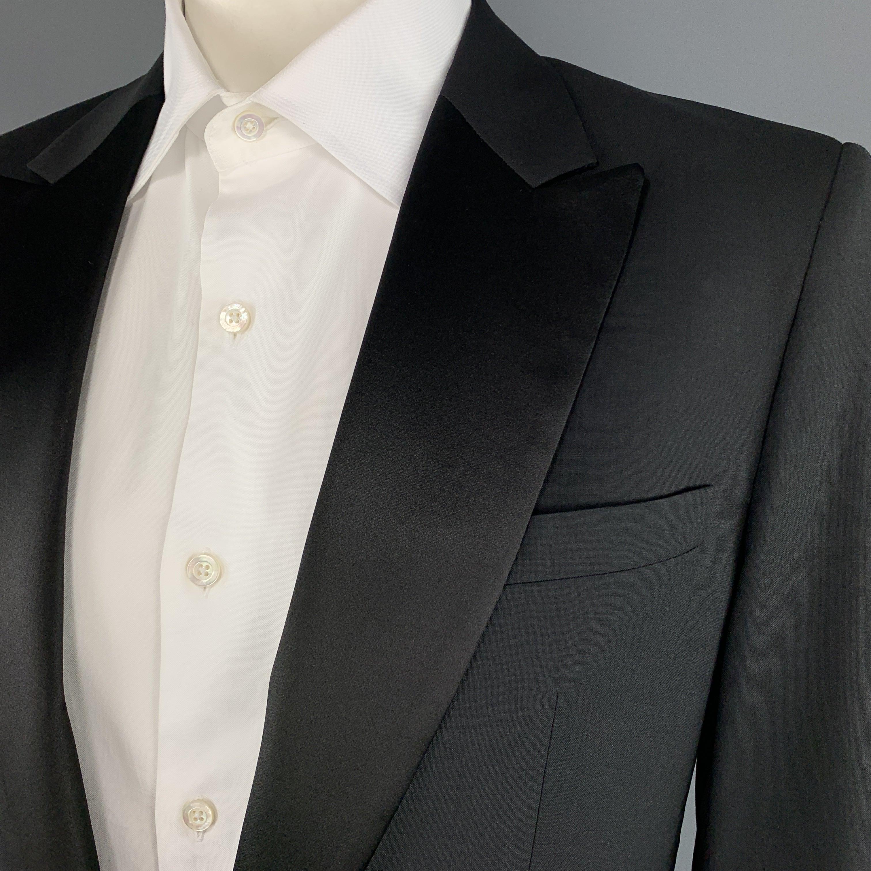 VIKTOR & ROLF Size 40 Black Wool Satin Peak Lapel Mirror Button Tuxedo Jacket In Excellent Condition For Sale In San Francisco, CA