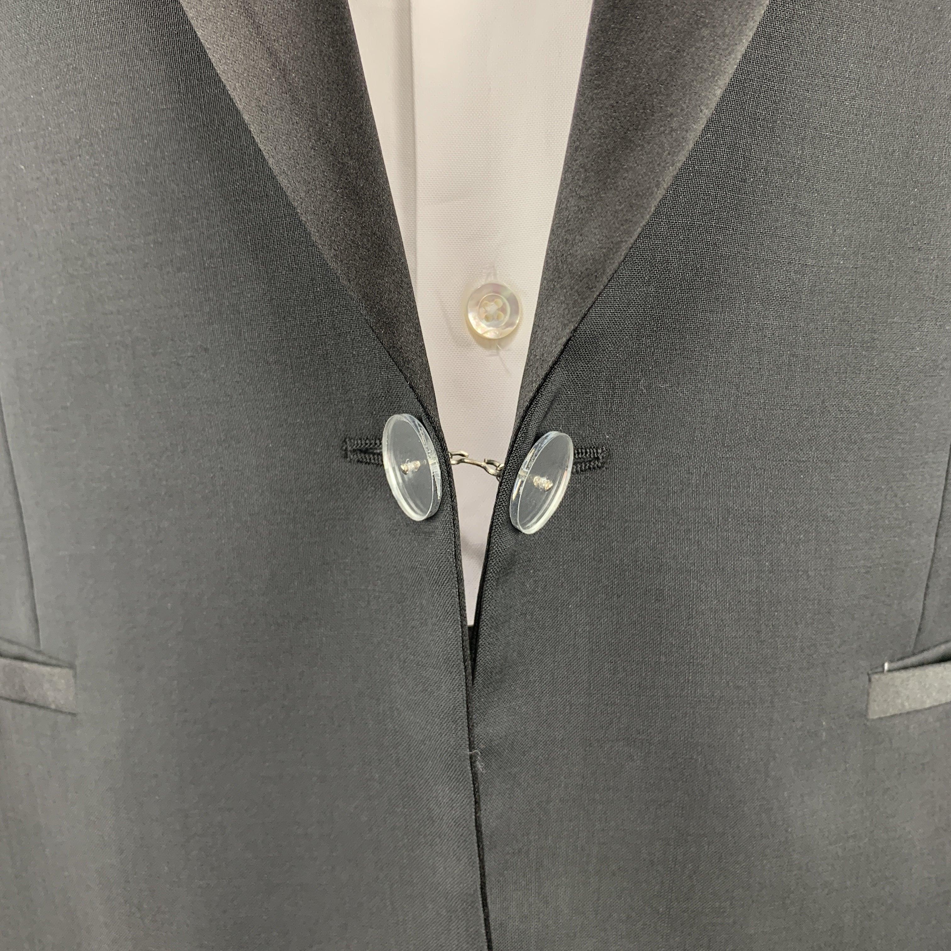 Men's VIKTOR & ROLF Size 40 Black Wool Satin Peak Lapel Mirror Button Tuxedo Jacket For Sale