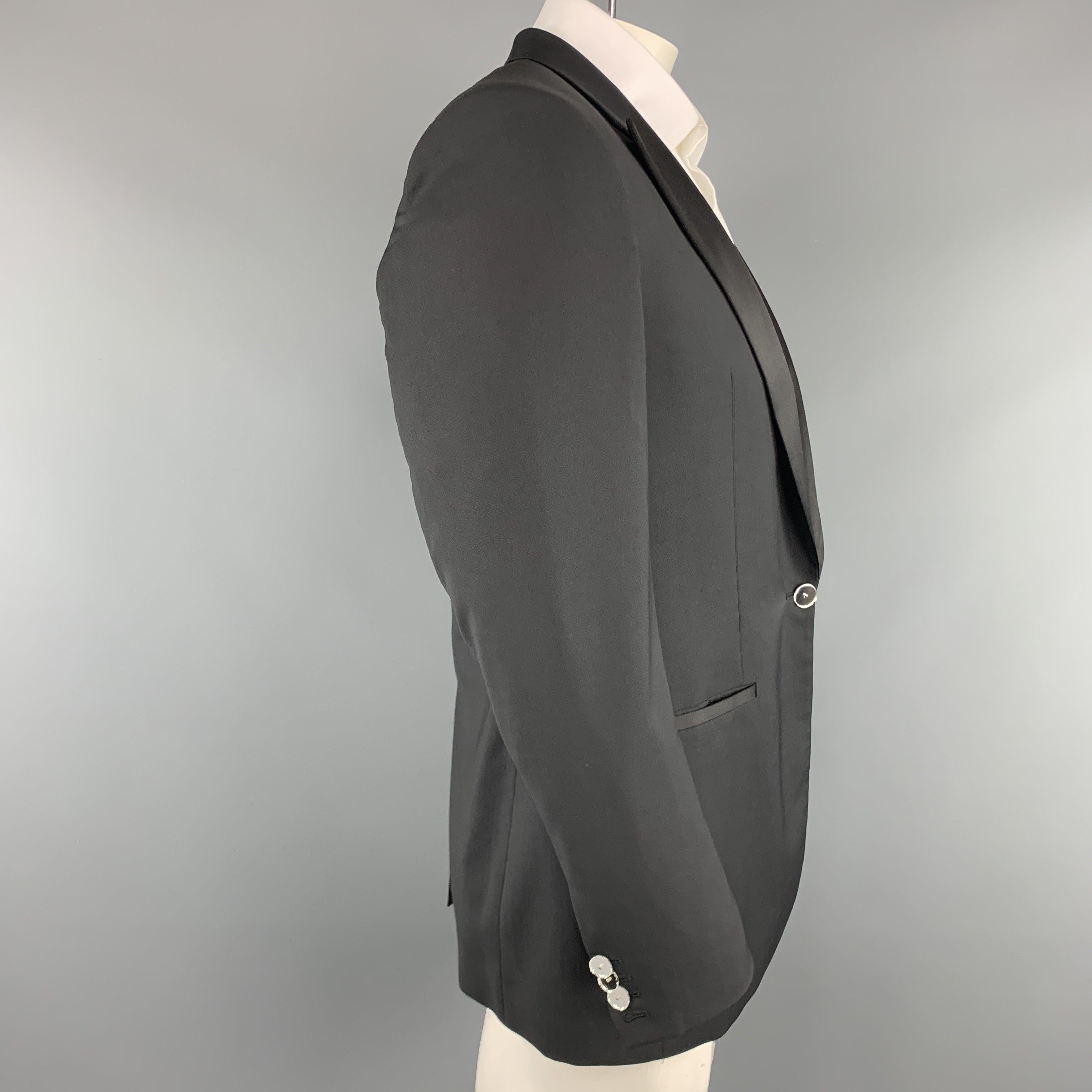VIKTOR & ROLF Size 40 Black Wool Satin Peak Lapel Mirror Button Tuxedo Jacket For Sale 2
