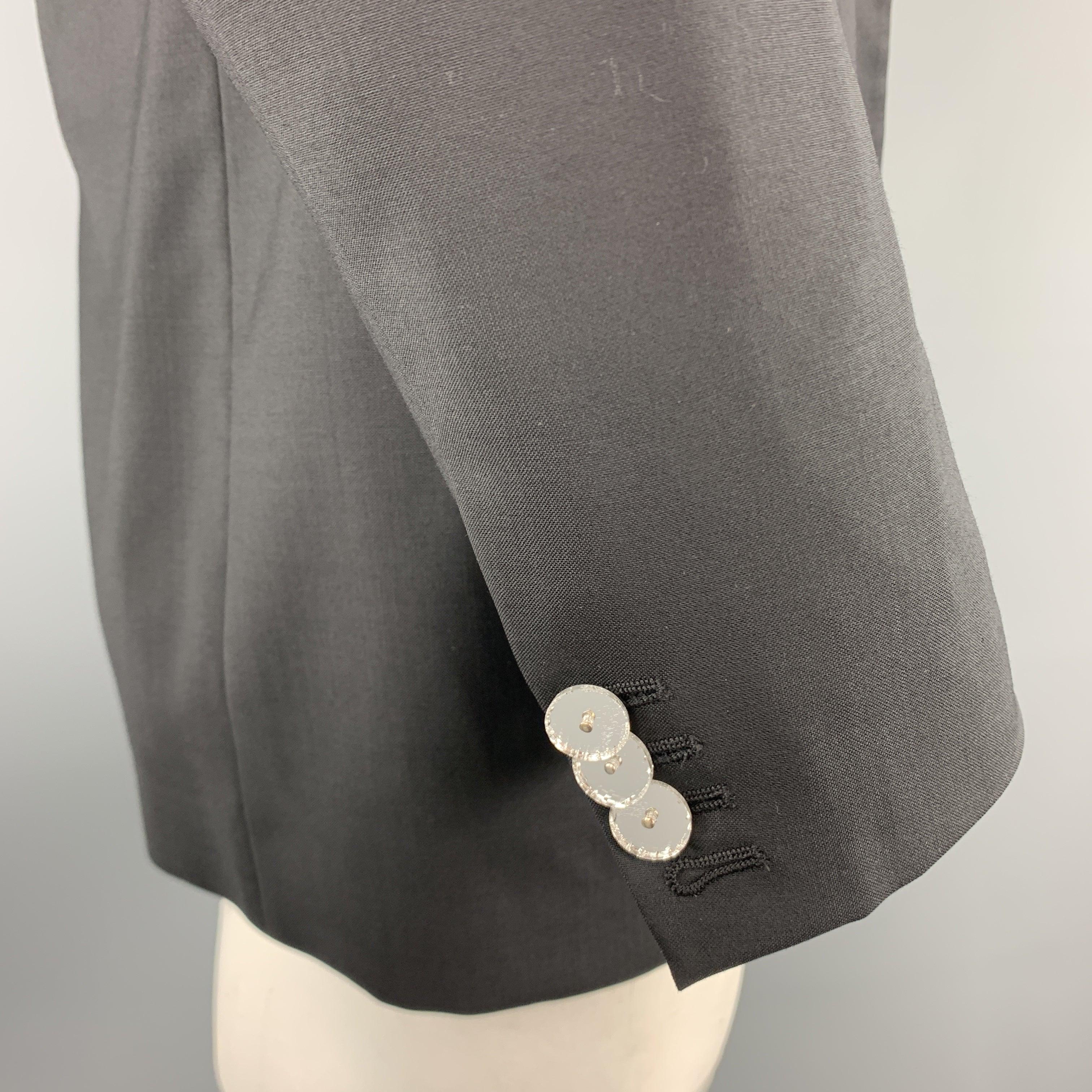 VIKTOR & ROLF Size 40 Black Wool Satin Peak Lapel Mirror Button Tuxedo Jacket For Sale 3