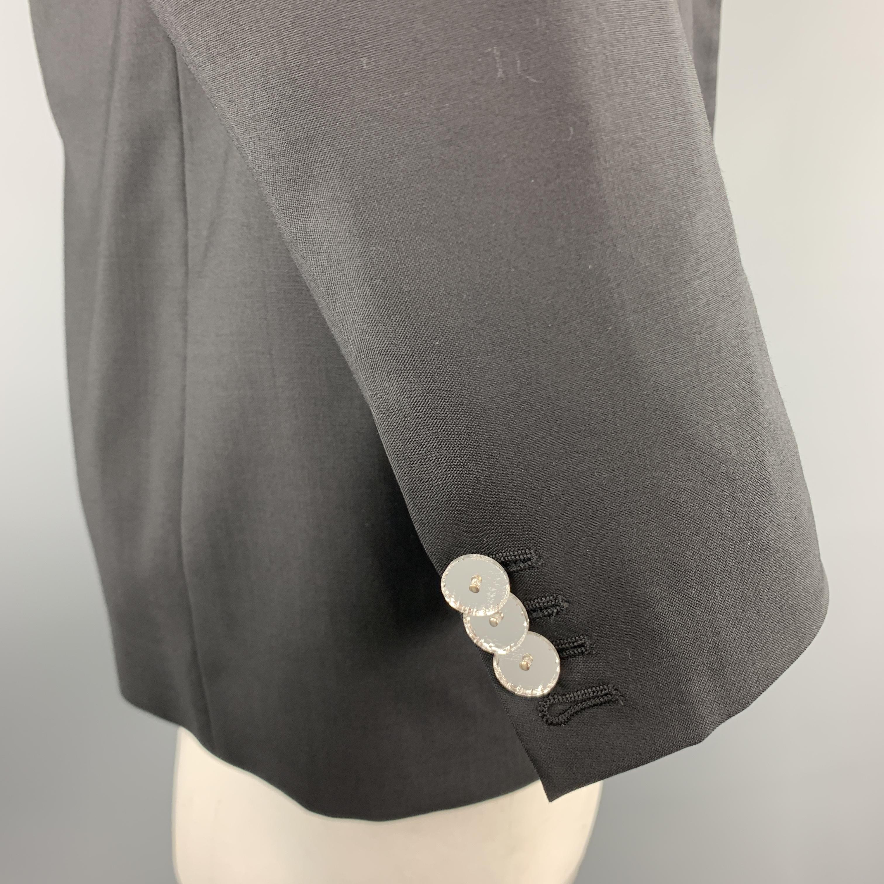 Men's VIKTOR & ROLF Size 42 Black Wool Satin Peak Lapel Mirror Button Tuxedo Jacket