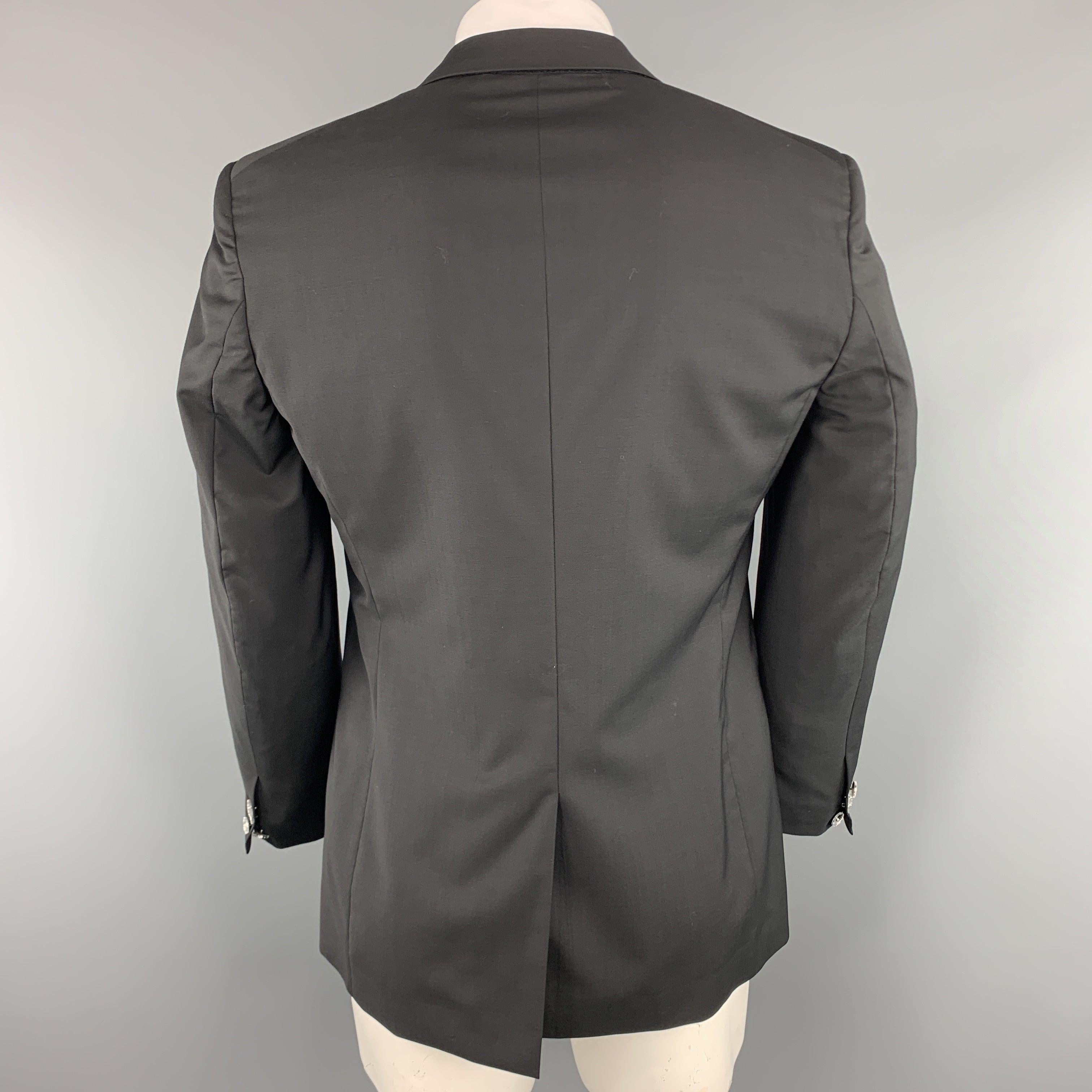 VIKTOR & ROLF Size 40 Black Wool Satin Peak Lapel Mirror Button Tuxedo Jacket For Sale 4