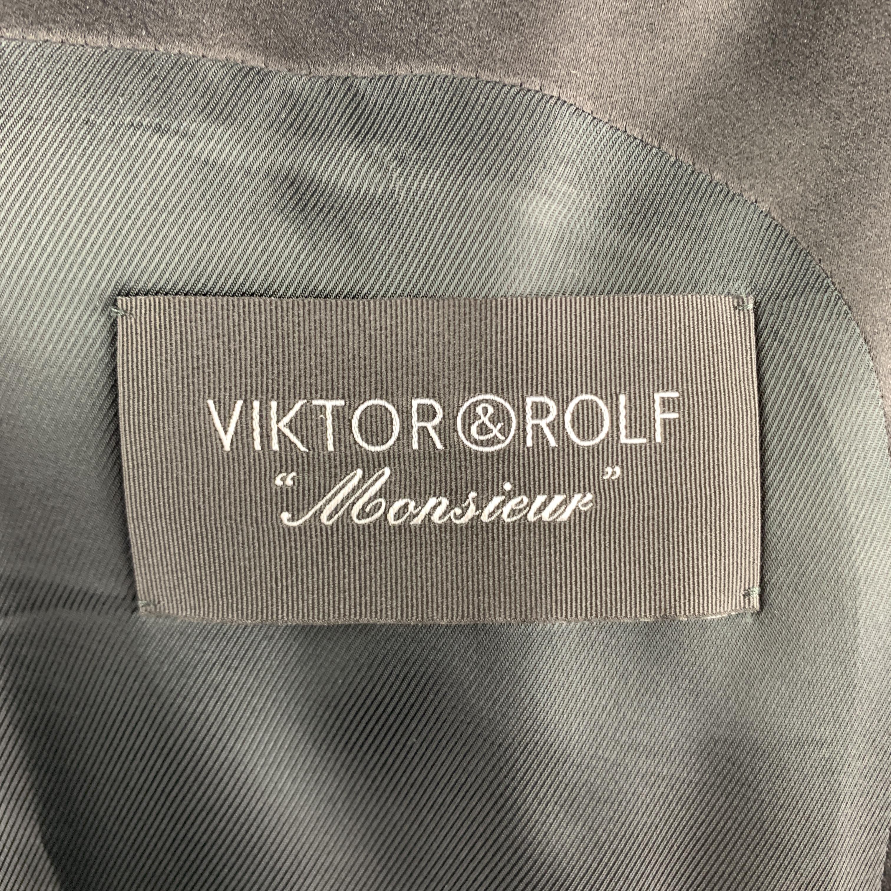 VIKTOR & ROLF Size 42 Black Wool Satin Peak Lapel Mirror Button Tuxedo Jacket 2
