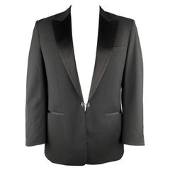 VIKTOR & ROLF Size 42 Black Wool Satin Peak Lapel Mirror Button Tuxedo Jacket