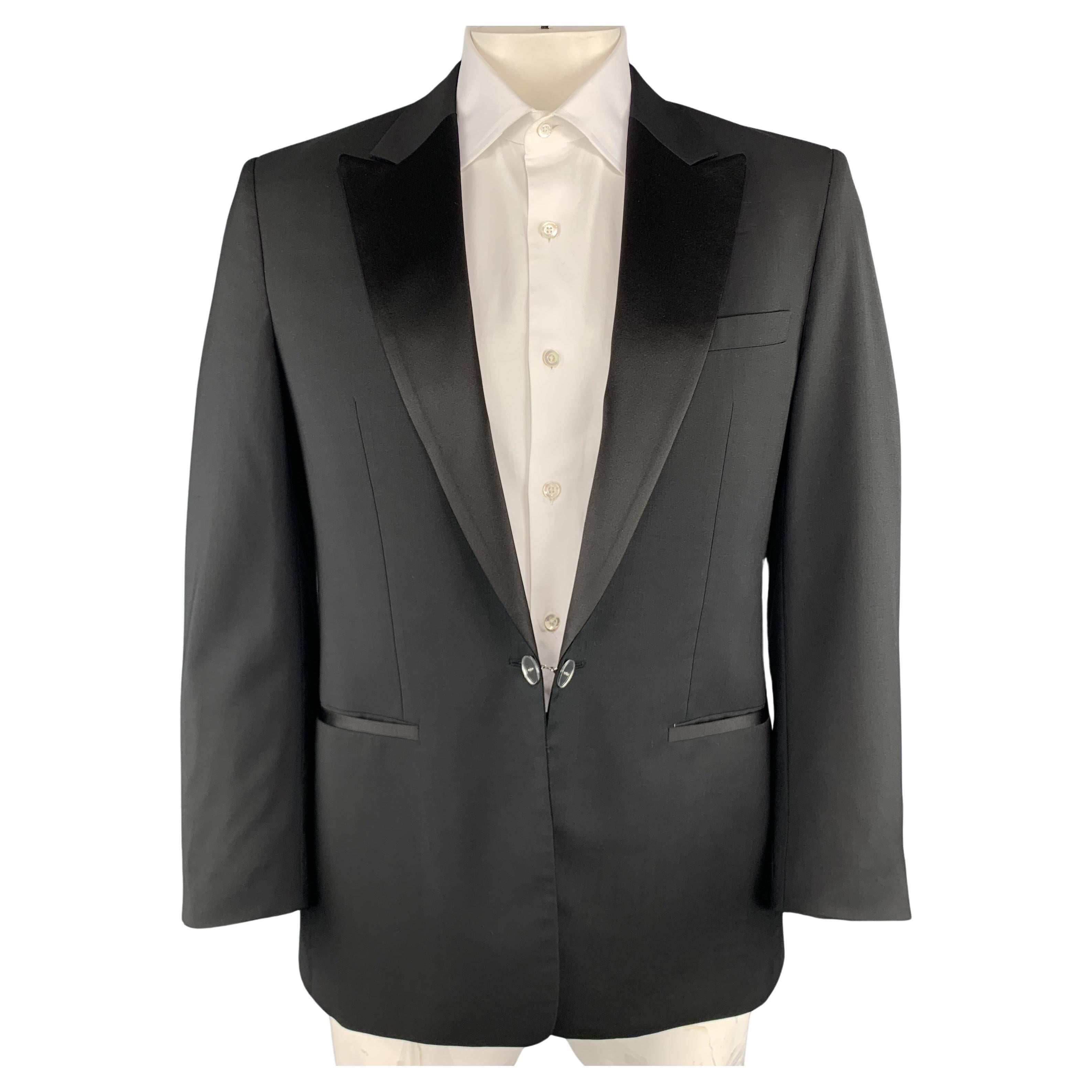 VIKTOR & ROLF Size 40 Black Wool Satin Peak Lapel Mirror Button Tuxedo Jacket For Sale