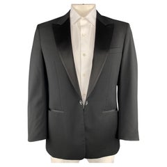 VIKTOR & ROLF Size 42 Black Wool Satin Peak Lapel Mirror Button Tuxedo Jacket