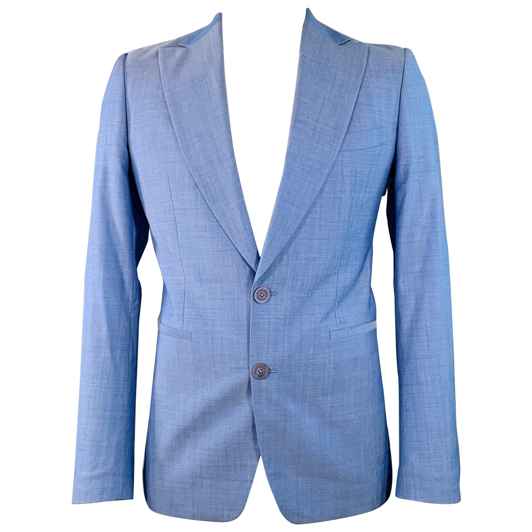 VIKTOR 
ROLF Size 42 Blue Virgin Wool Peak Lapel Sport Coat
