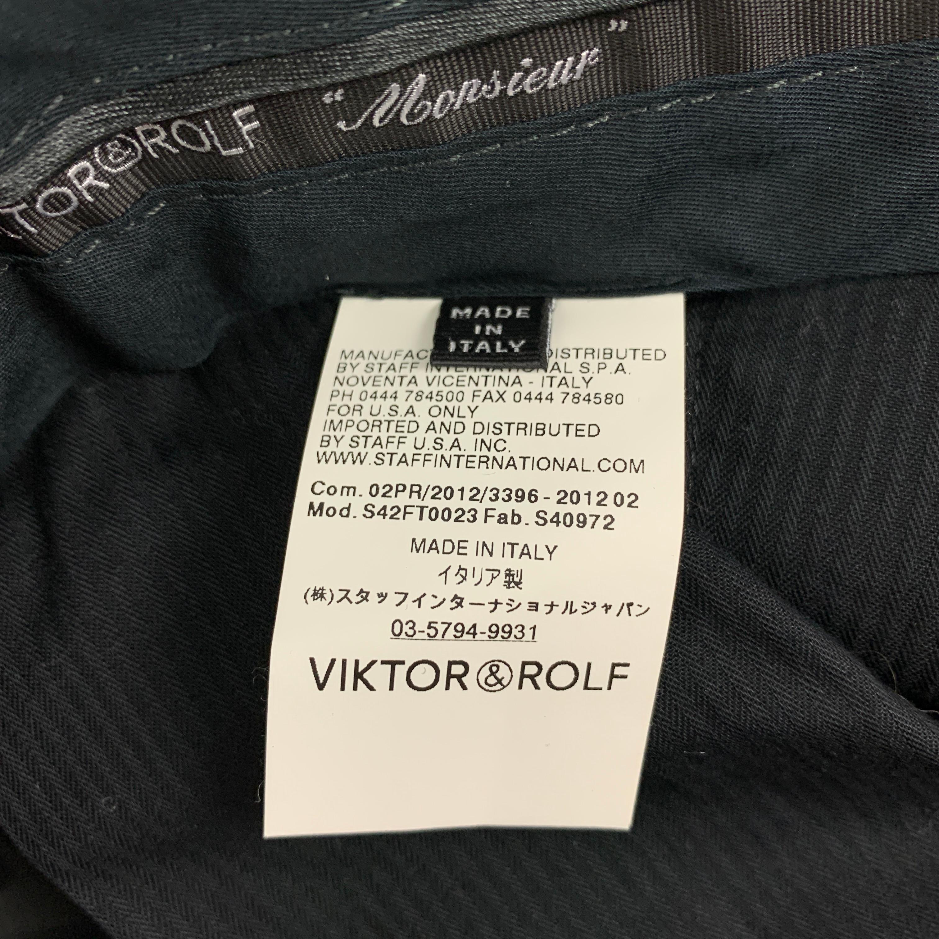 VIKTOR & ROLF Size 42 Charcoal Silk Wool Tuxedo Suit 7