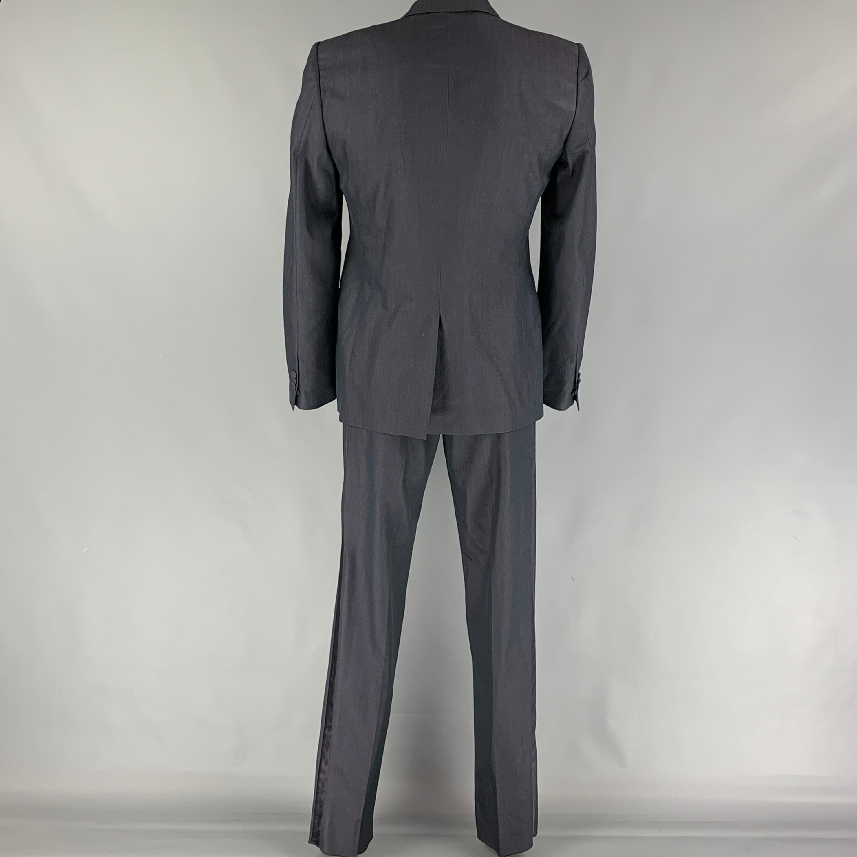 VIKTOR & ROLF Size 42 Charcoal Silk Wool Tuxedo Suit In Good Condition In San Francisco, CA