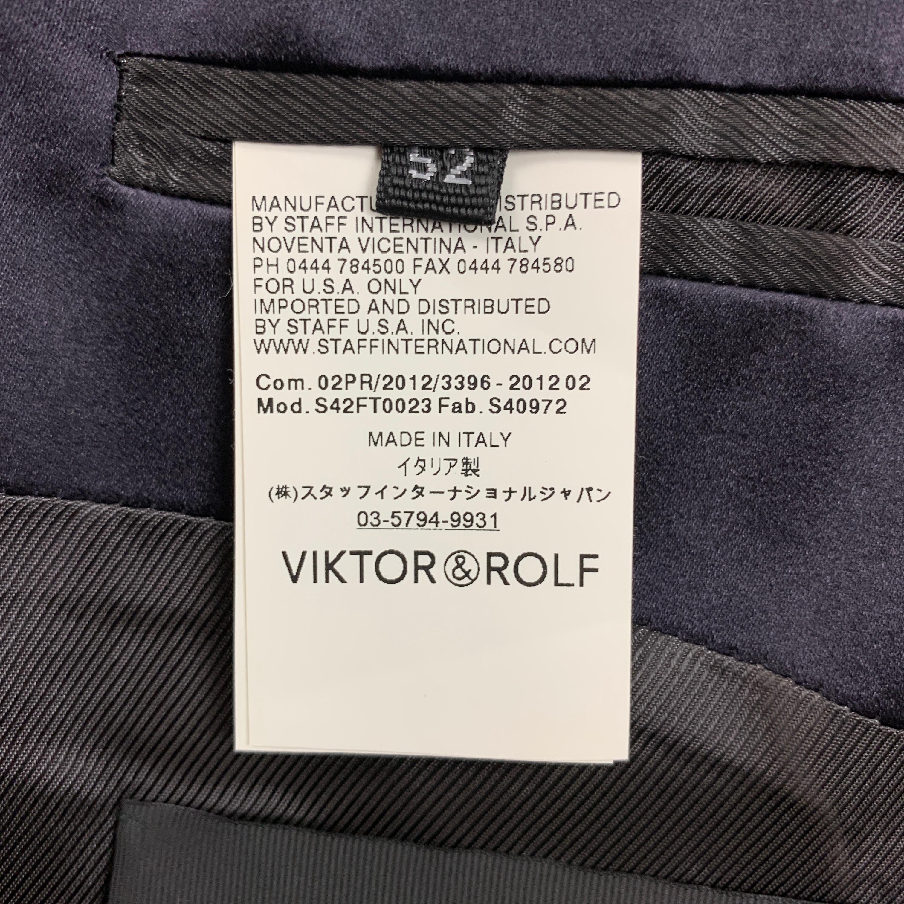 VIKTOR & ROLF Size 42 Charcoal Silk Wool Tuxedo Suit 3