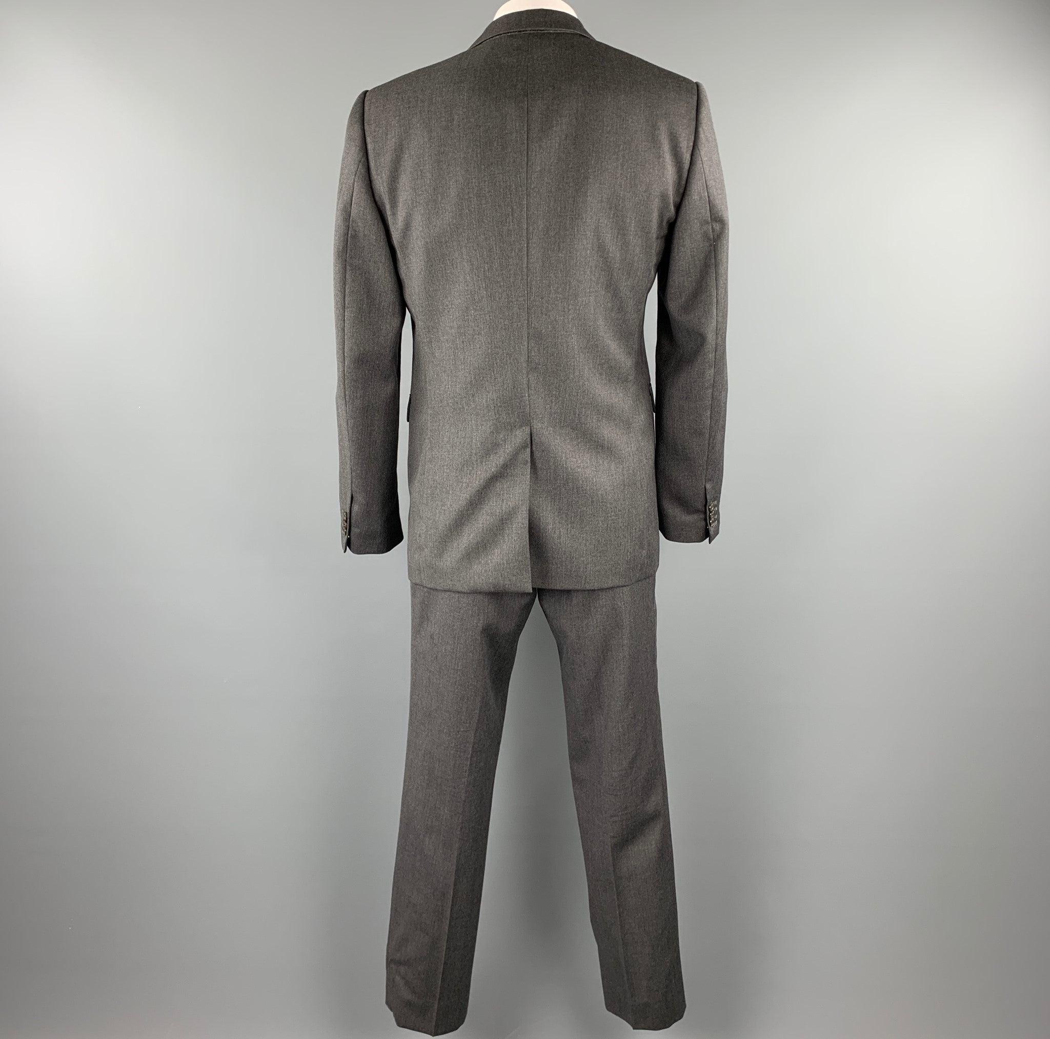 VIKTOR & ROLF Size 42  Dark Gray Wool Regular Peak Lapel Suit In Excellent Condition For Sale In San Francisco, CA