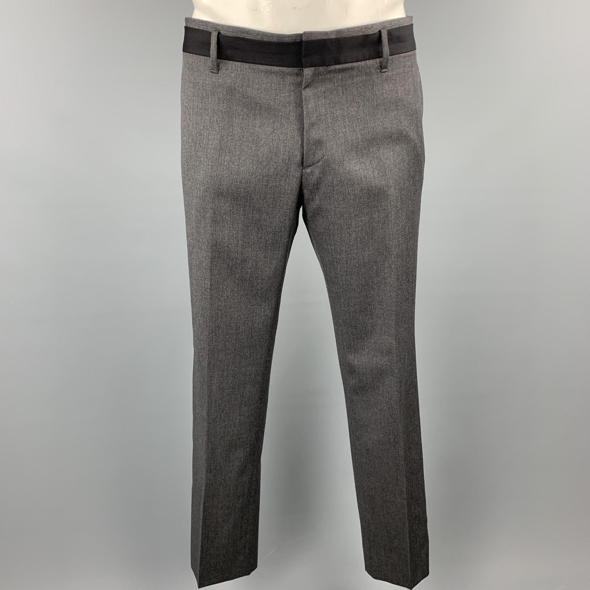 VIKTOR & ROLF Size 42  Dark Gray Wool Regular Peak Lapel Suit For Sale 1