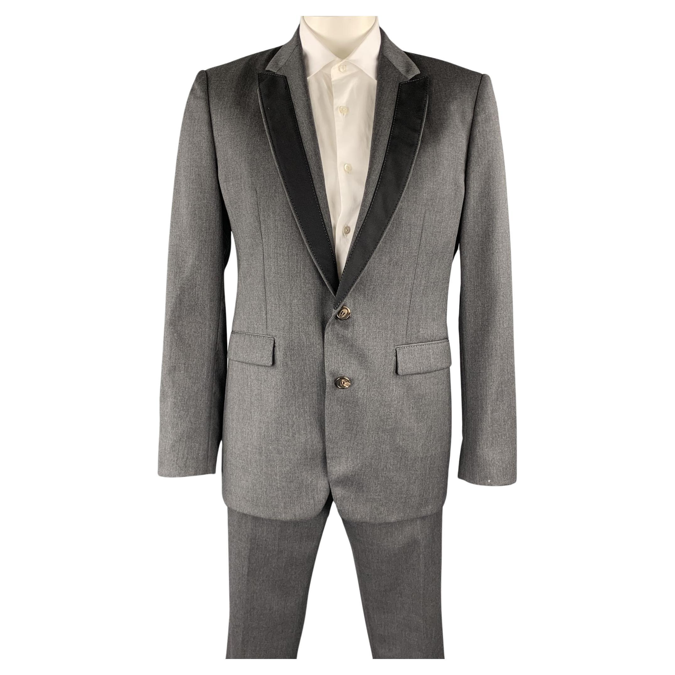 VIKTOR & ROLF Size 42  Dark Gray Wool Regular Peak Lapel Suit For Sale