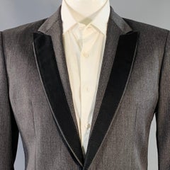 VIKTOR & ROLF Größe 42 Regular Schwarzer Charcoal Wollmantel mit Revers