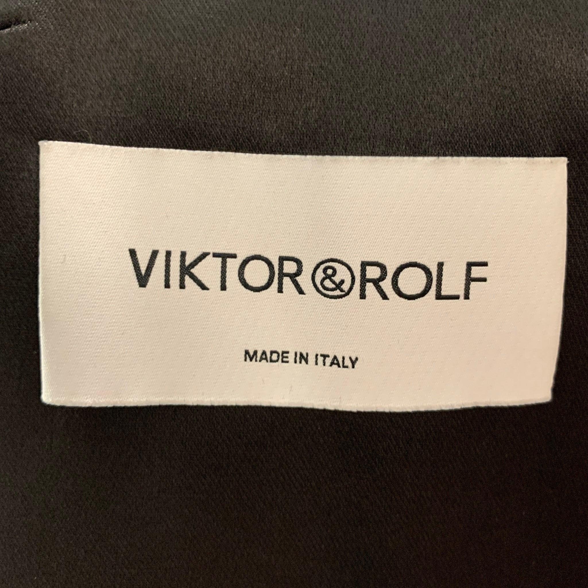 VIKTOR & ROLF Size 8 Polyester Spandex Solid Tuxedo Jacket Blazer For Sale 3
