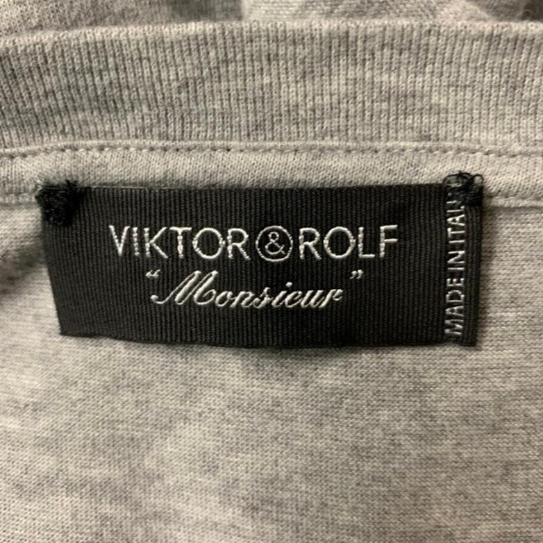 VIKTOR & ROLF Größe L Graues Kurzarm-T-Shirt aus grafischer Baumwolle mit Grafikmuster Herren im Angebot
