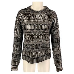 VIKTOR & ROLF Size M Black Beige Angora Blend Pattern Crew-Neck Sweater