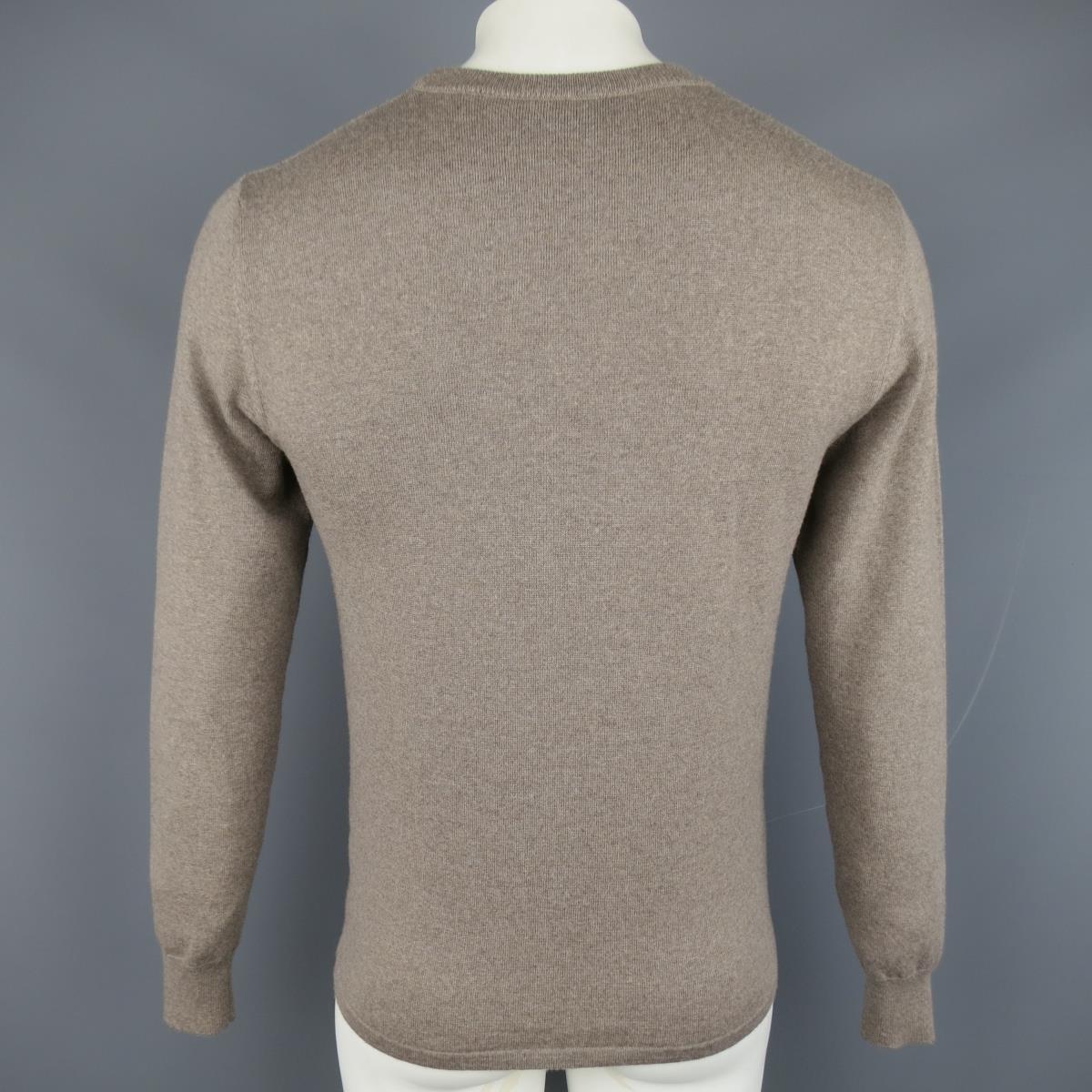 Men's VIKTOR & ROLF Size M Taupe Knit Textured Zig Zag Wool / Mohair Pullover For Sale