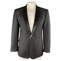 VIKTOR & ROLF Size S Black Beaded Mohair Blend Peak Lapel Tuxedo Sport Coat