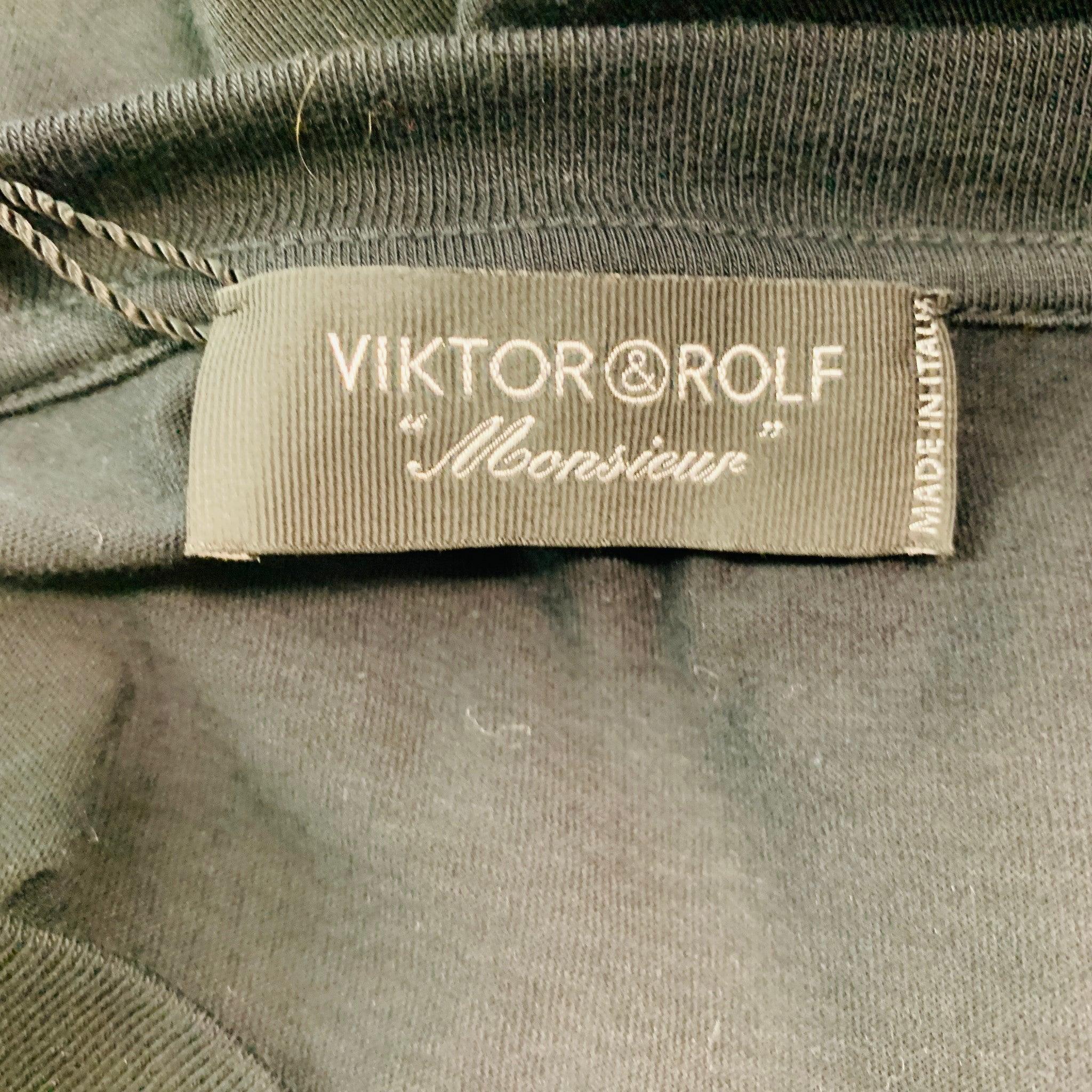 VIKTOR & ROLF Size XL Black Print Cotton One Pocket T-shirt For Sale 1