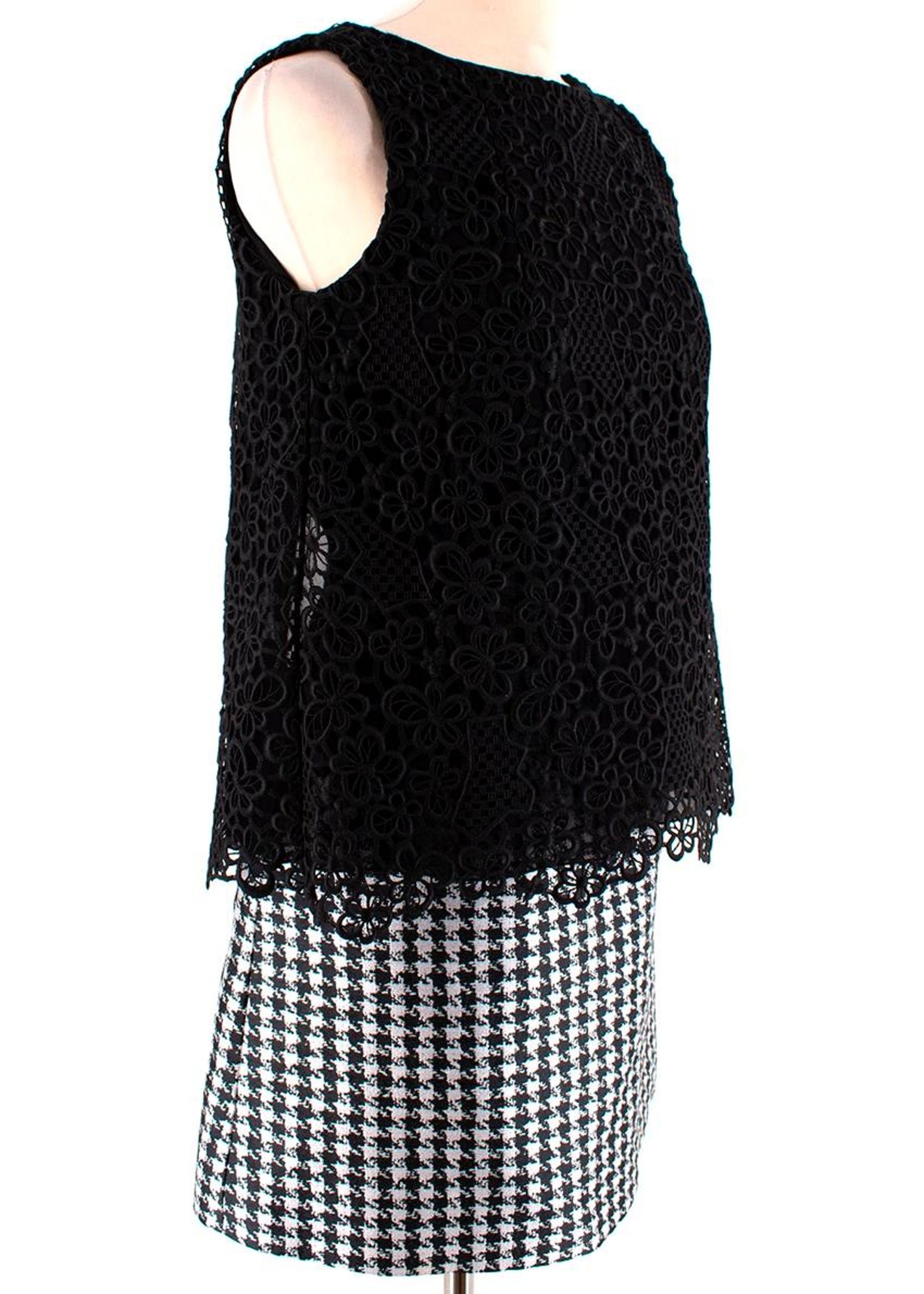 Viktor And Rolf Sleeveless Houndstooth And Lace Layered Dress Size Us 2 For Sale At 1stdibs