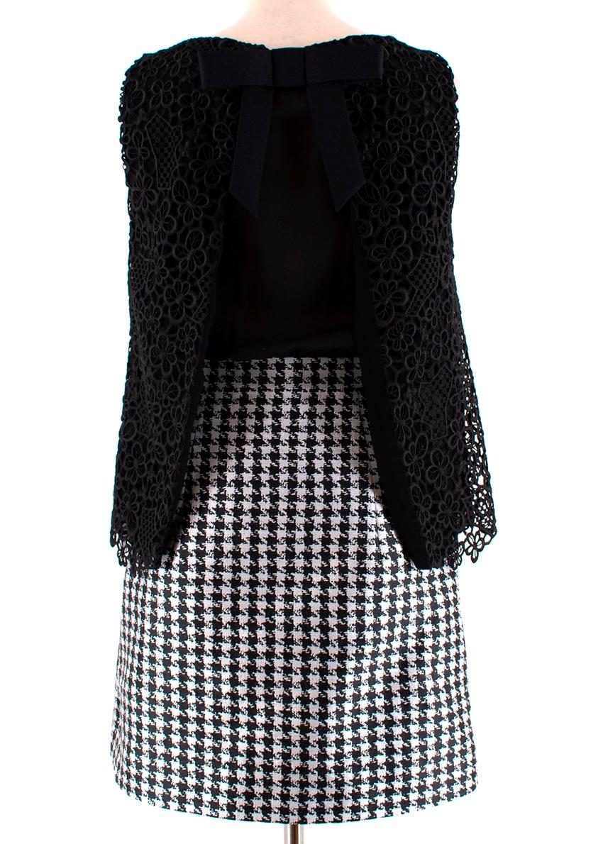 Black Viktor & Rolf Sleeveless Houndstooth & Lace Layered Dress - Size US 2  For Sale