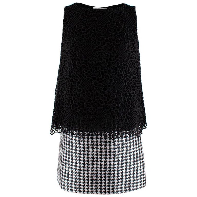 Viktor And Rolf Sleeveless Houndstooth And Lace Layered Dress Size Us 2 For Sale At 1stdibs
